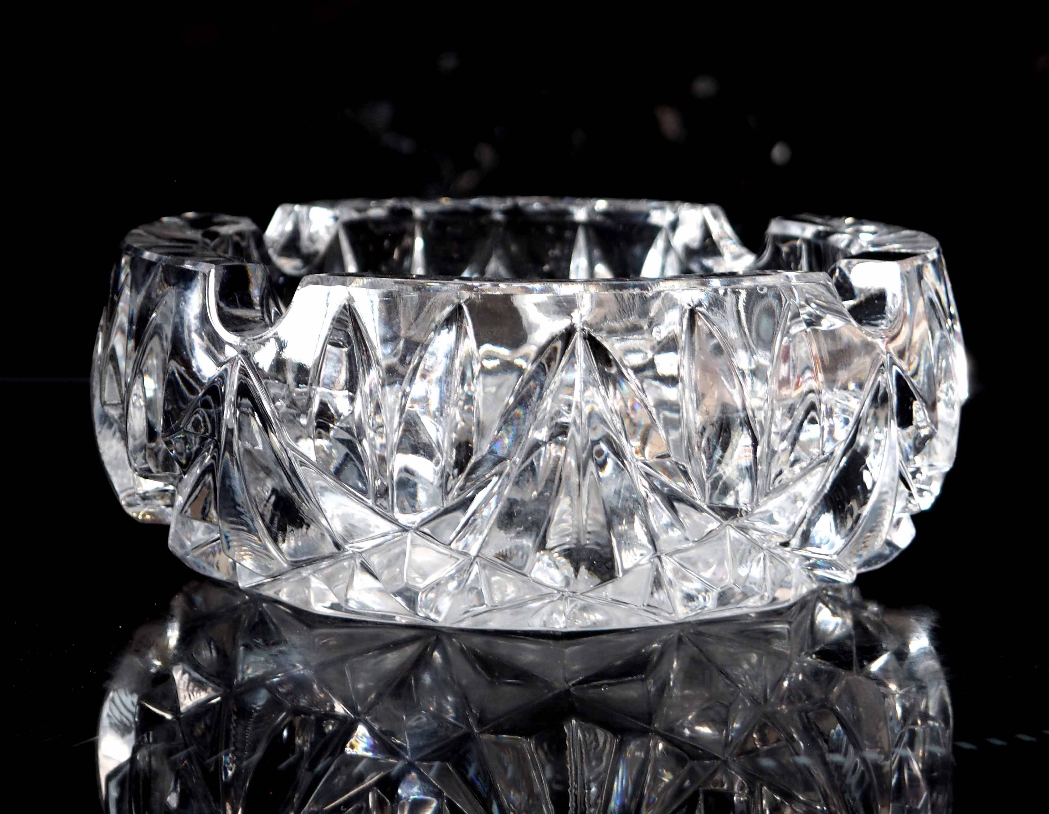 Cut crystal ashtray