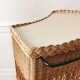 Bar and its 2 rattan stools, 1950