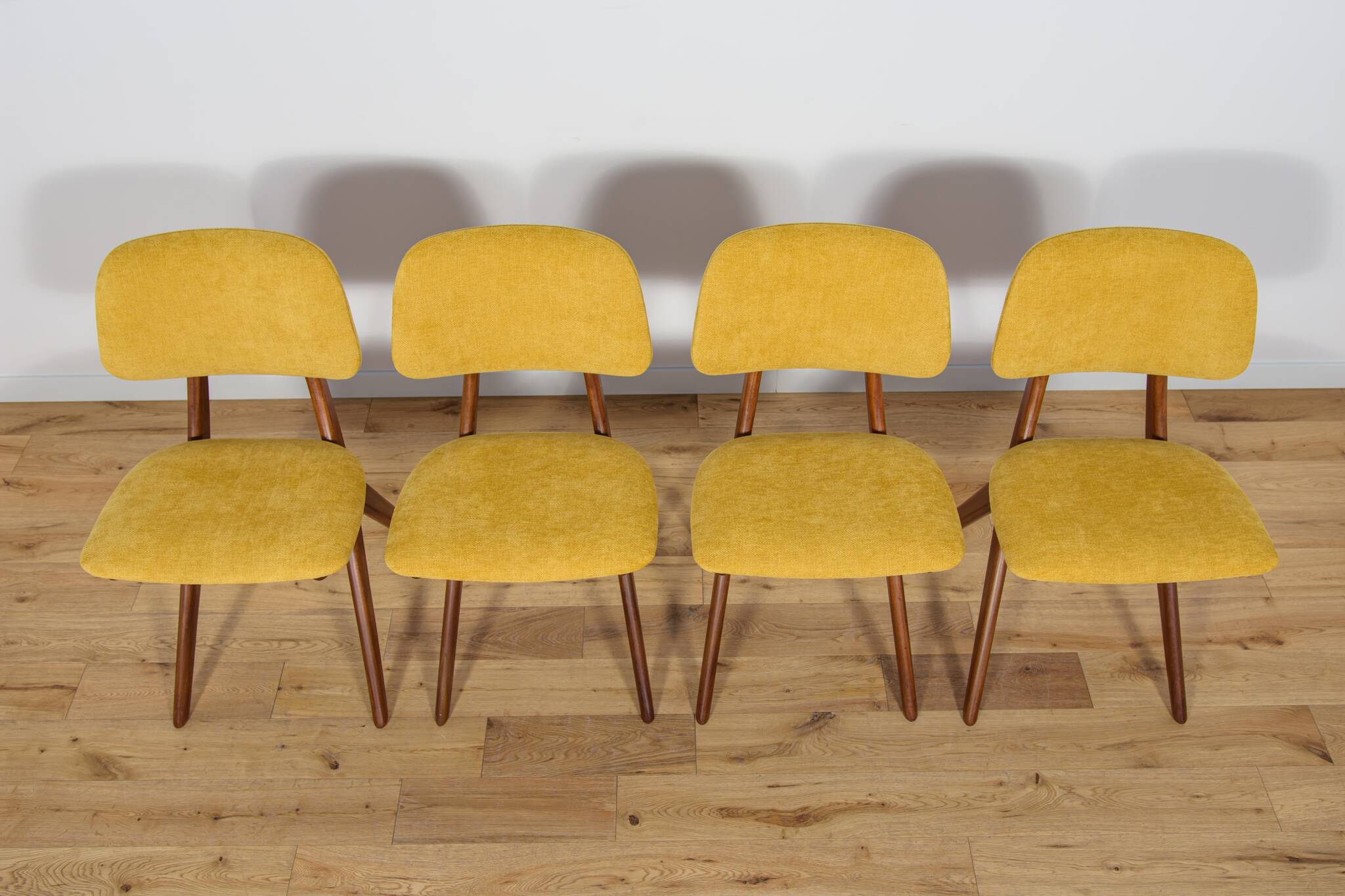 Mid-Century Teak Dining Chairs  Scissor by Louis van Teefelen for Wébé, Netherlands, 1950s, Set of 4