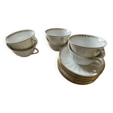 6 cups and saucers porcelain ADP France Royal de Luxe