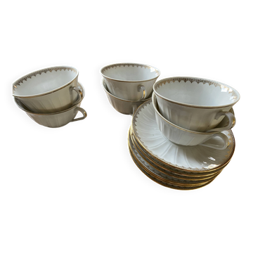 6 cups and saucers porcelain ADP France Royal de Luxe