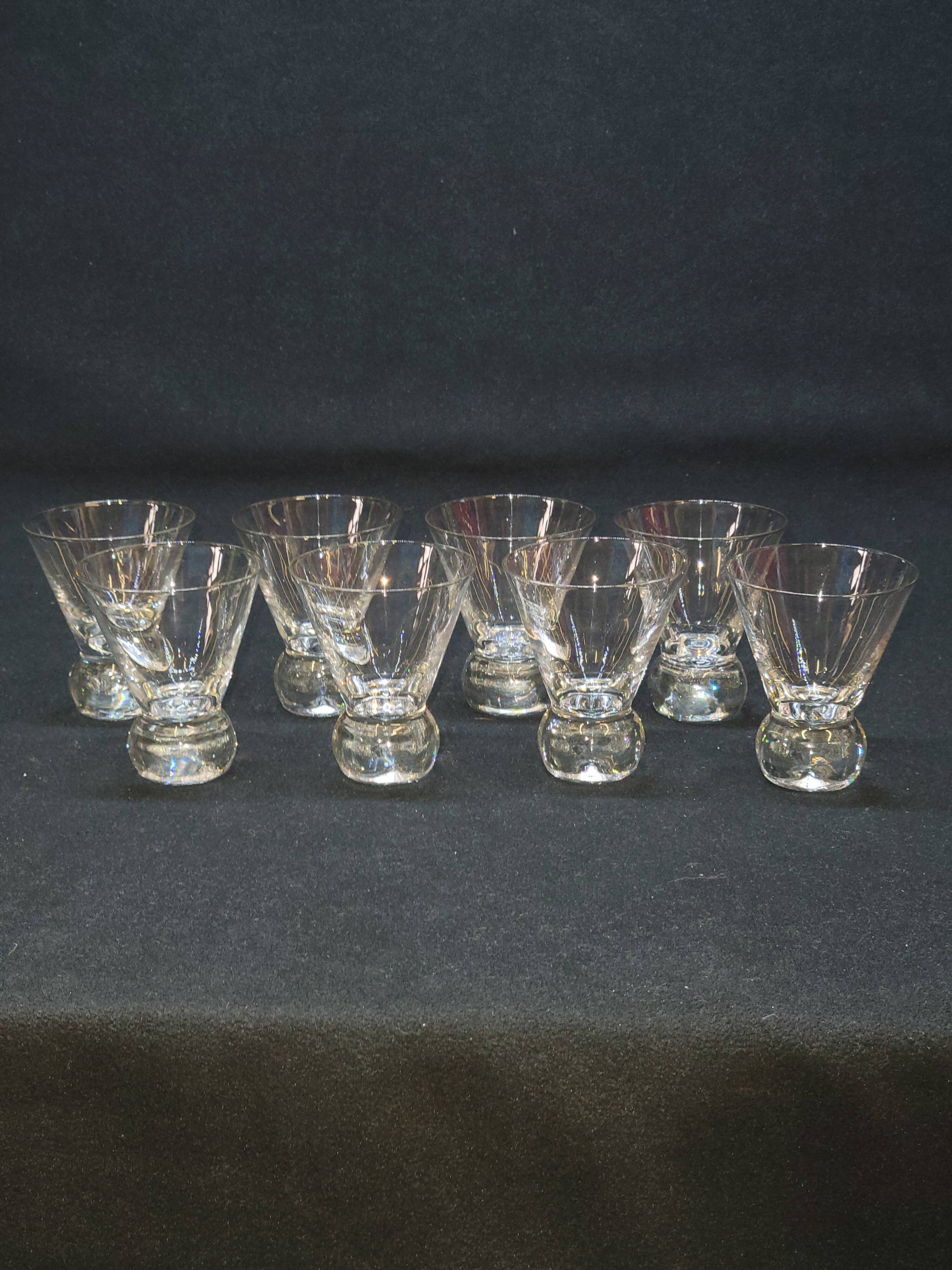 8 Vintage Digestif Shot Glasses with Ball Foot
