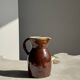 Large brown glazed stoneware jug Grès du Berry Made in France H19