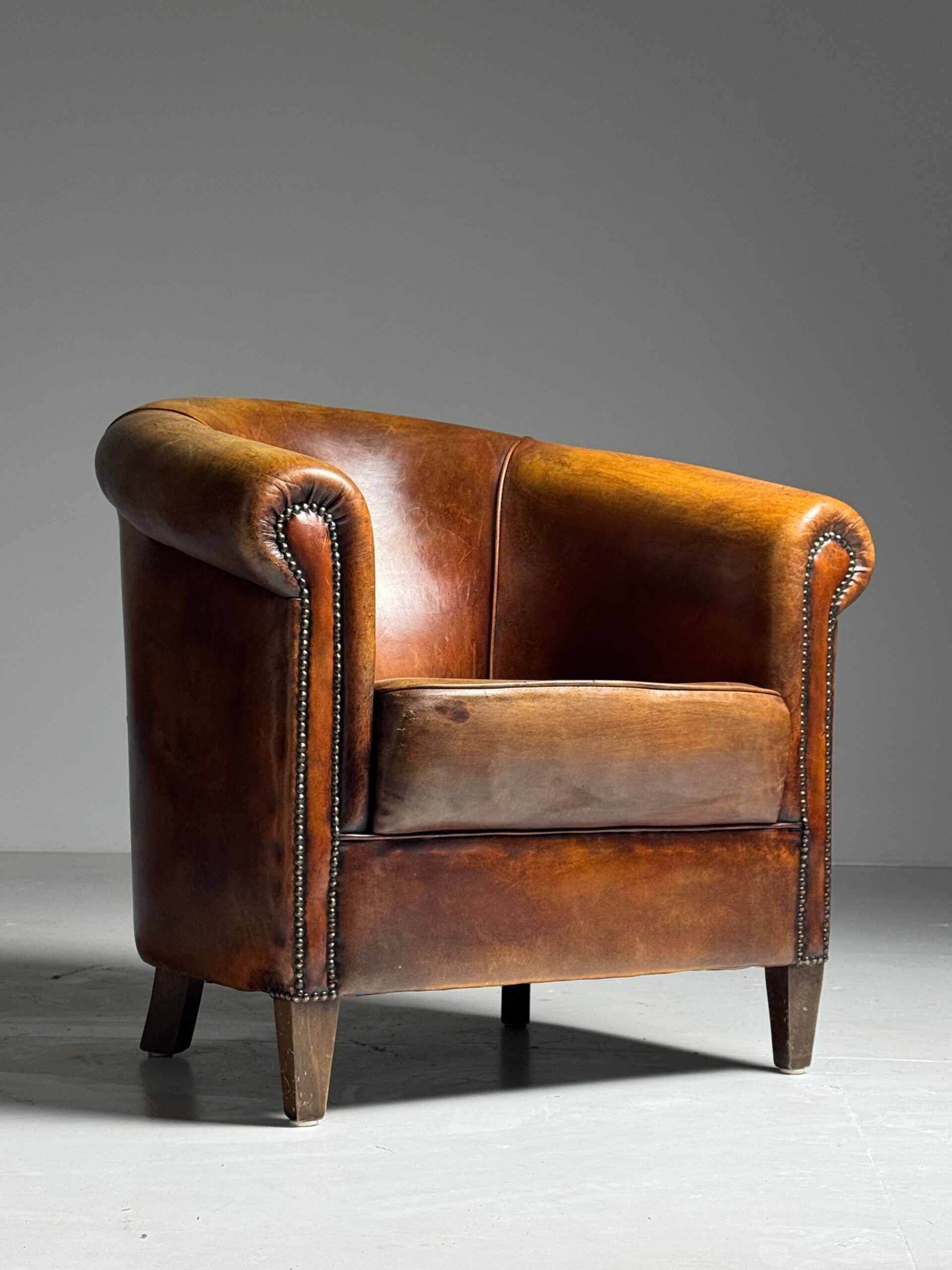 Fauteuil club en peau de mouton 2x classique