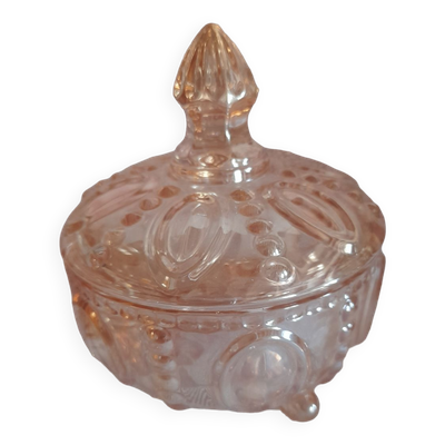 Bonbonnière  ou sucrier en verre rose