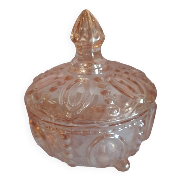 Bonbonnière  ou sucrier en verre rose