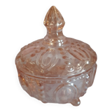 Pink glass bonbonnière or sugar bowl