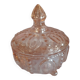 Pink glass bonbonnière or sugar bowl