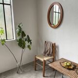 Table basse osier tressé et métal 1960