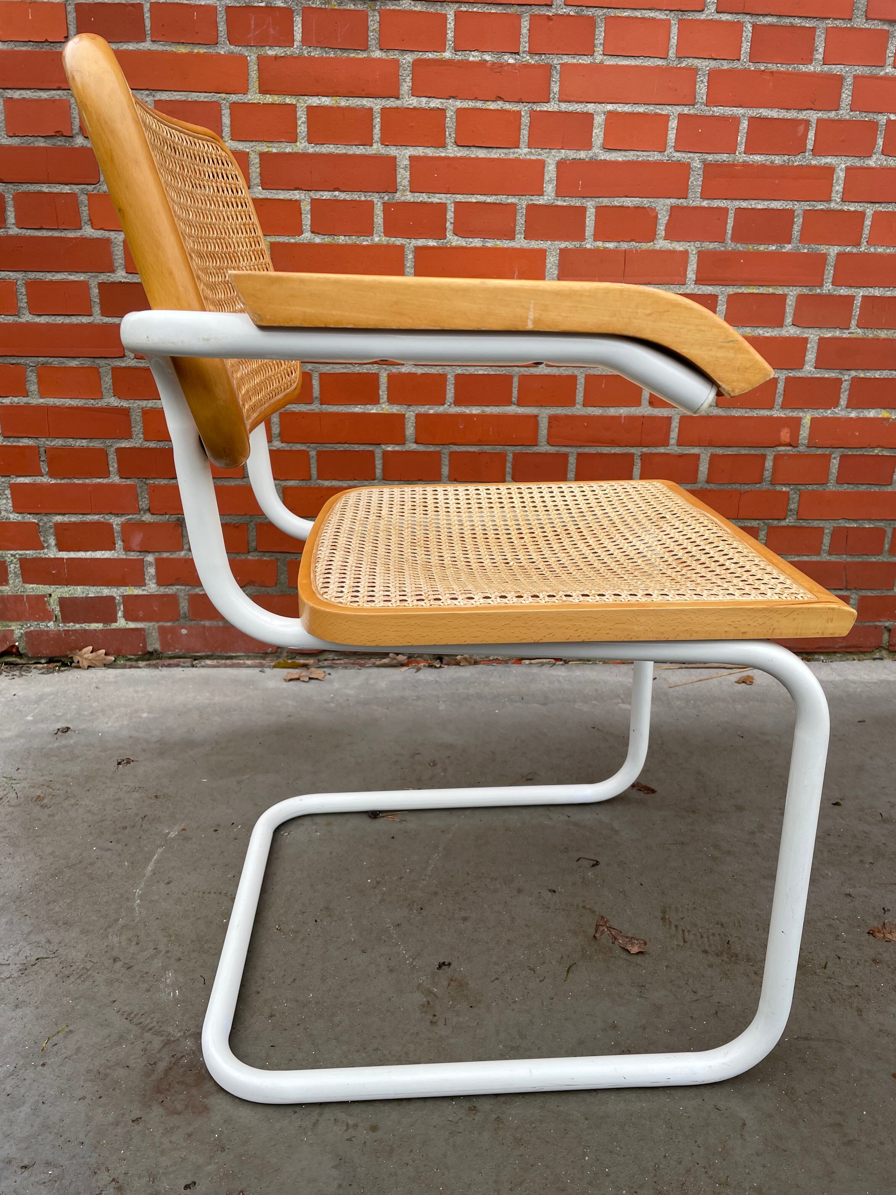 Cesca model chair with armrests white