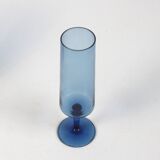 Set of 4 vintage cobalt blue champagne flutes - glassware from Boussu