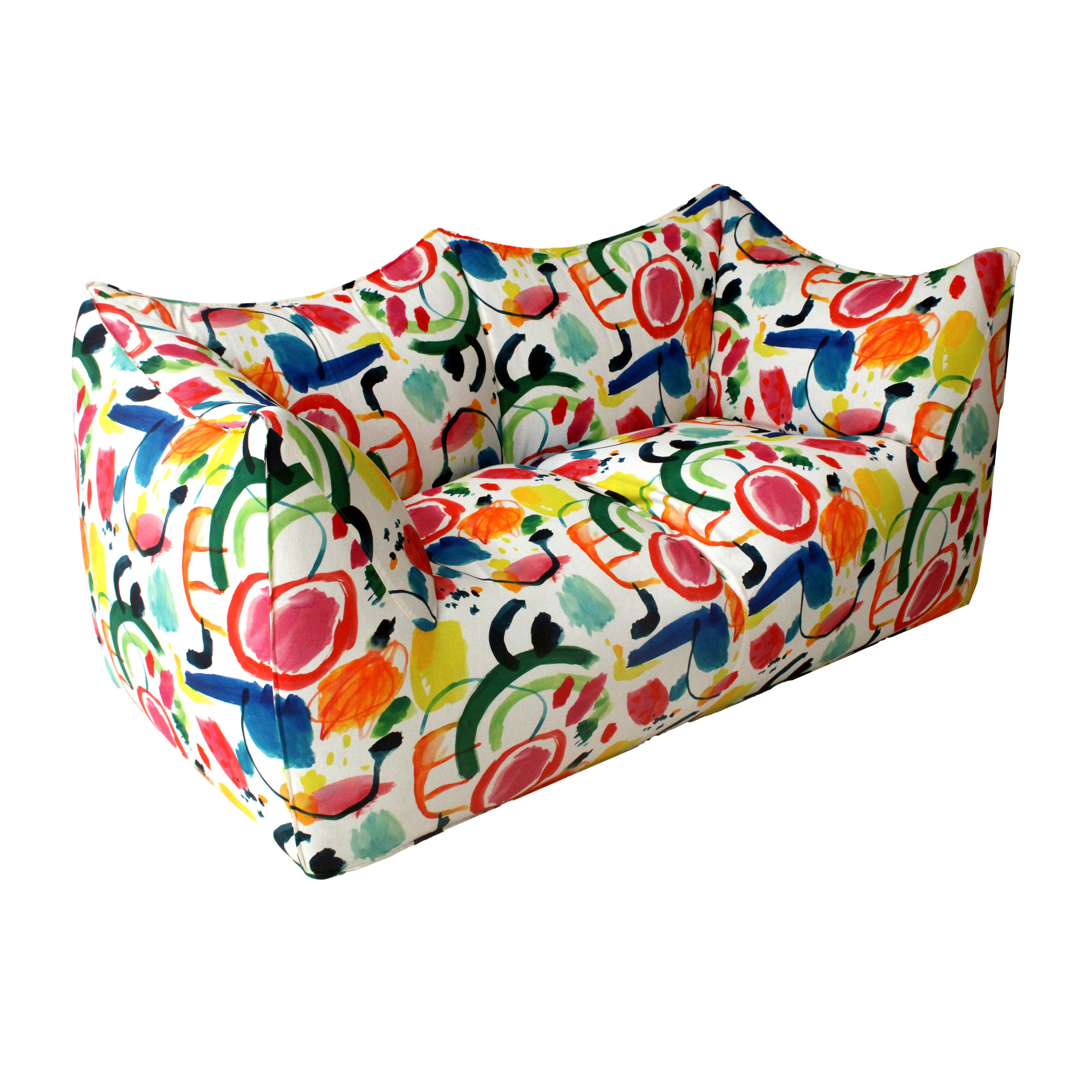 Bibambola Sofa Designed by Mario Bellini Upholstered With Colored Arty fabric