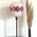 Lampe de table à poser avec un globe vintage "Jacquard" en verre et un pied doré