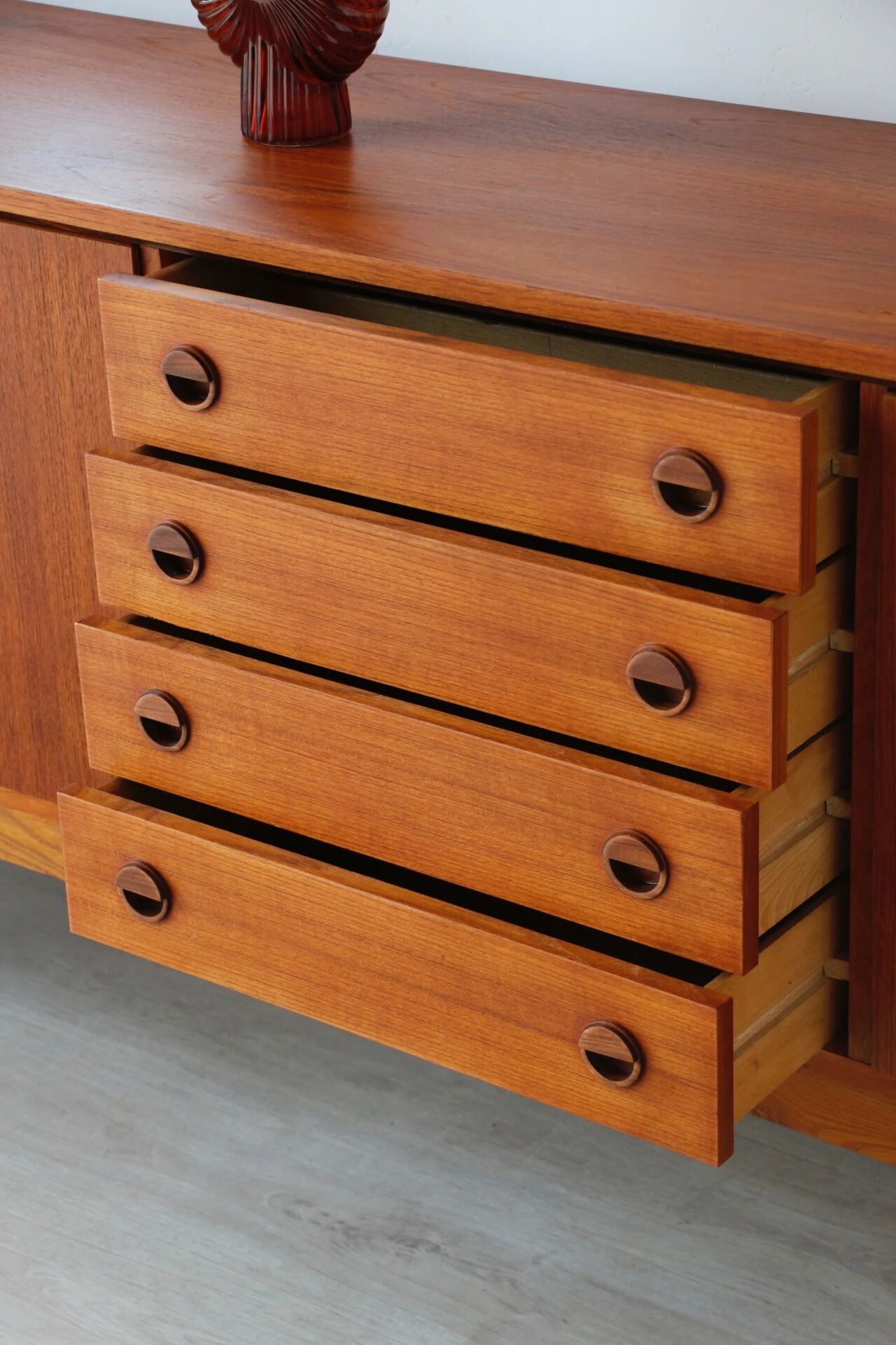 Vintage Scandinavian teak sideboard (220 cm)
