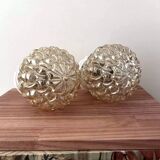 Pair of golden Scandinavian globe wall lights