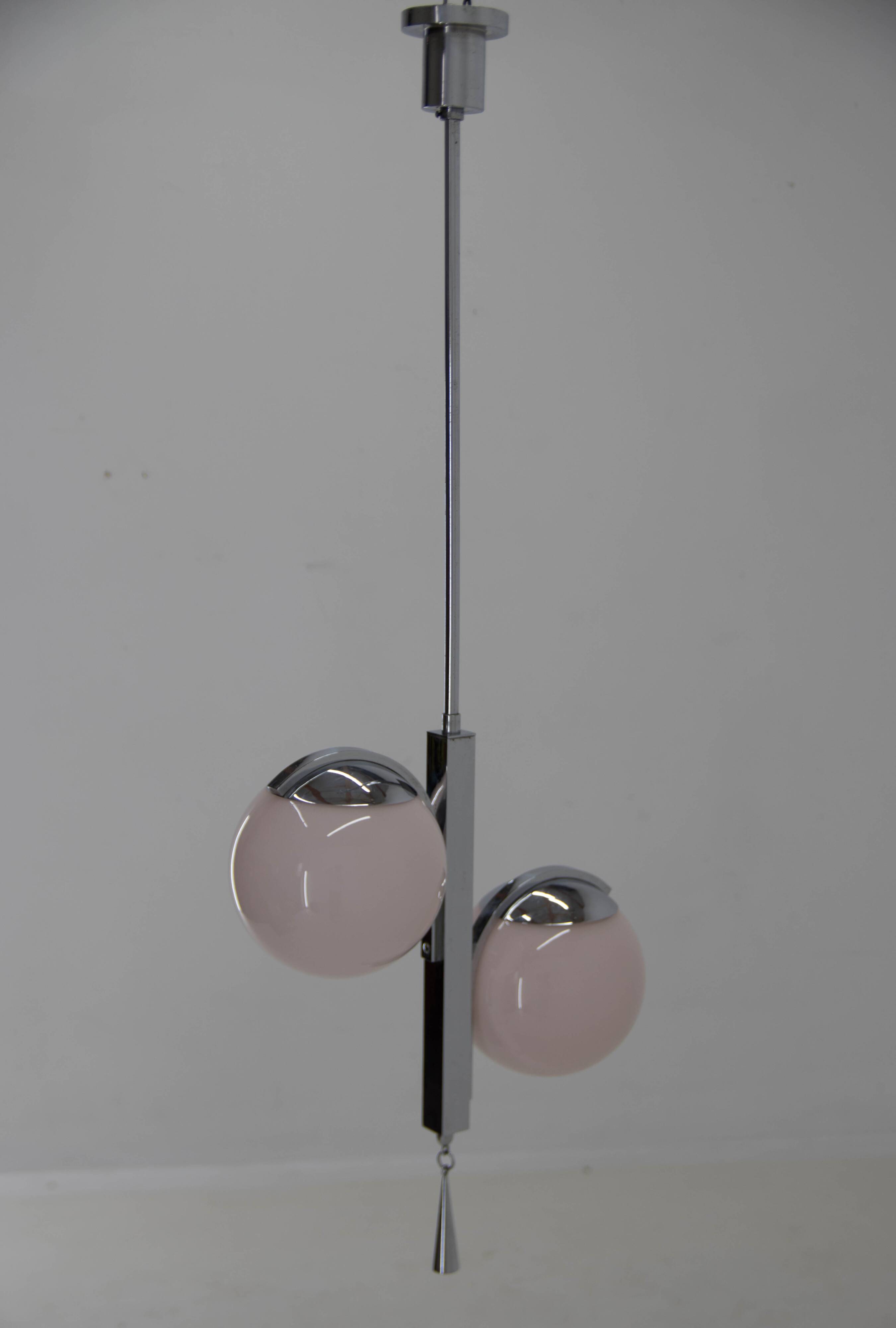 Art Deco Pink Pendant, 1930, Restored