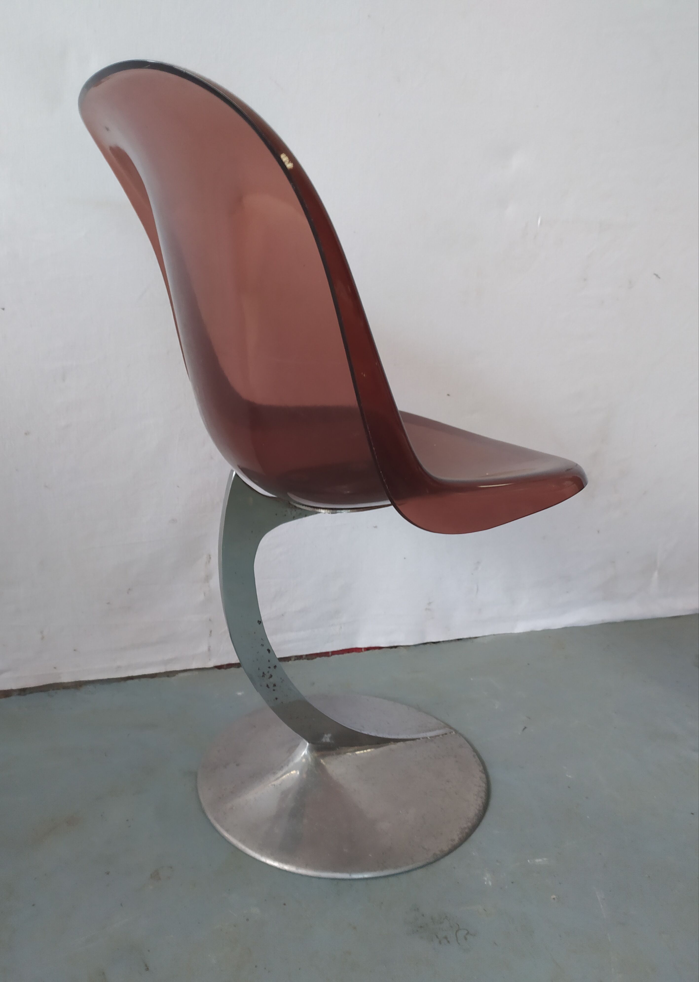 Fauteuil enfant space age chrome et plexiglass