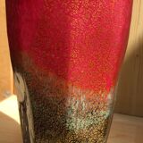 Murano vase in blown worm with original gold thread signed