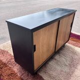 buffet à deux portes noir et bois