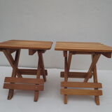 Set of 2 folding stools for children, wooden