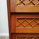 Oak and rattan secretary