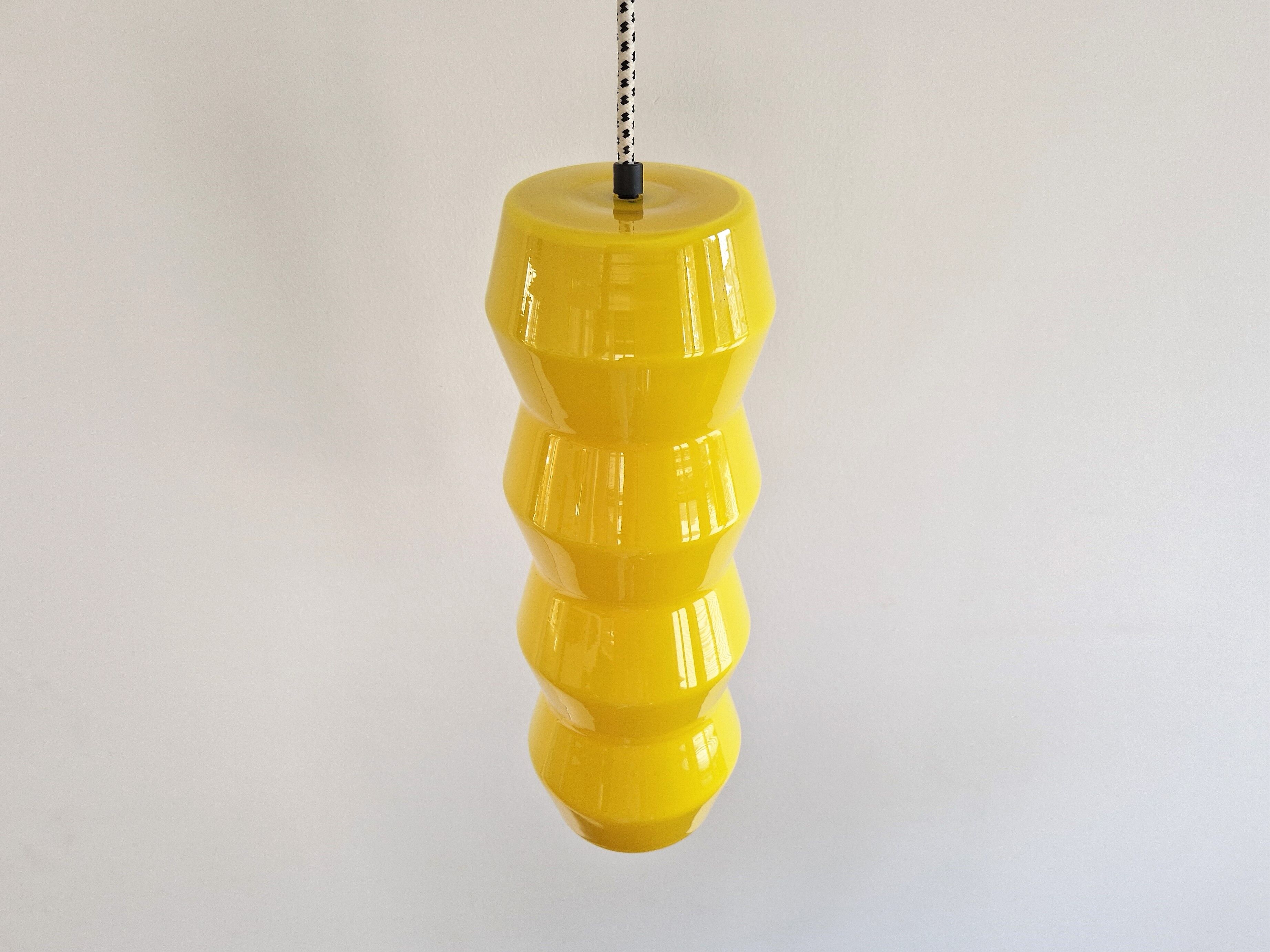 Yellow Murano glass pendant lamp, Sweden 1960