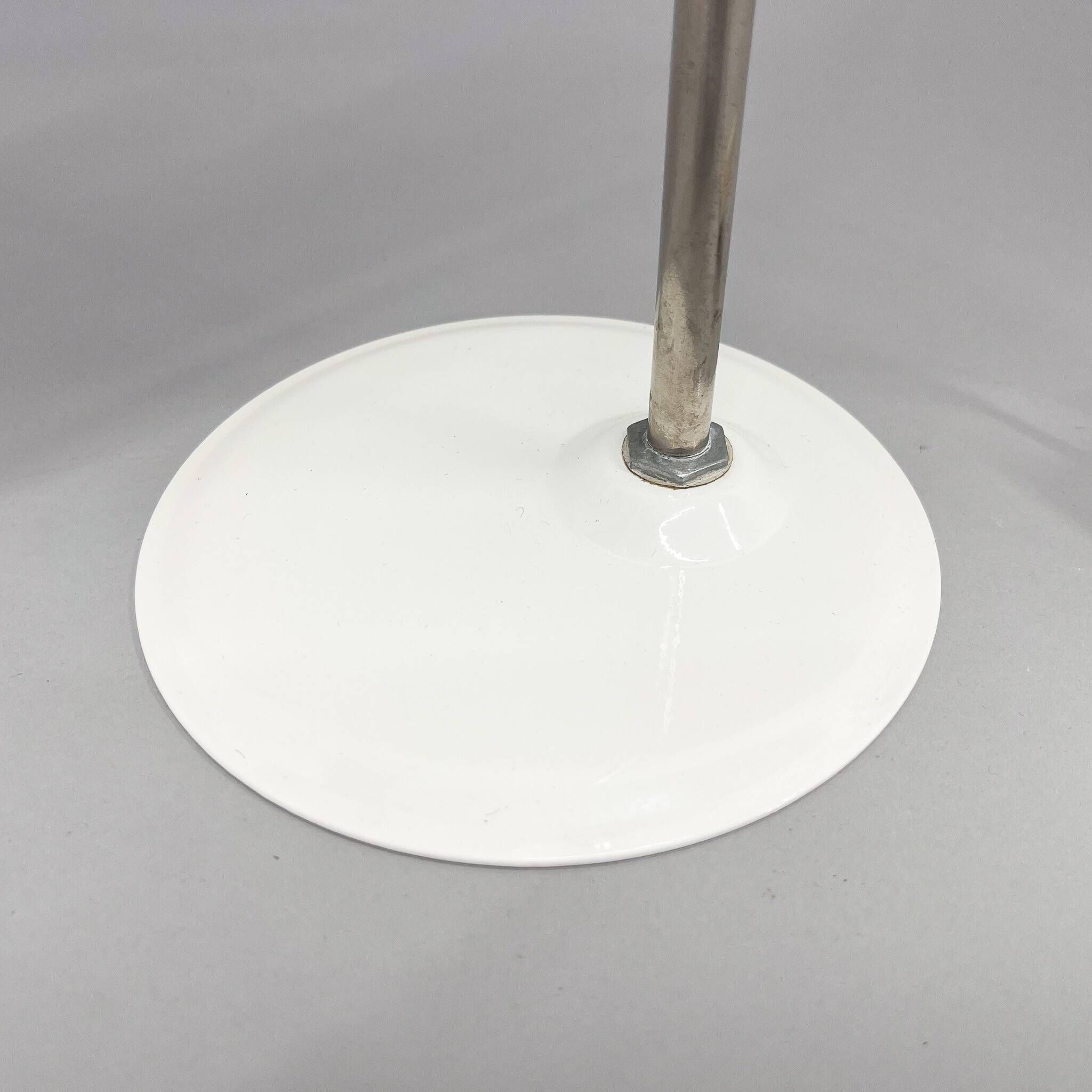 Mid-century White Metal Table Lamp, Czechoslovakia