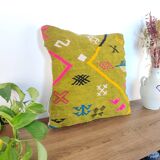 Coussin marocain vert tribal