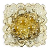 Plafonnier Mid-Century en Verre Bullé Ambré par Helena Tynell pour Limburg, Allemagne, 1970s