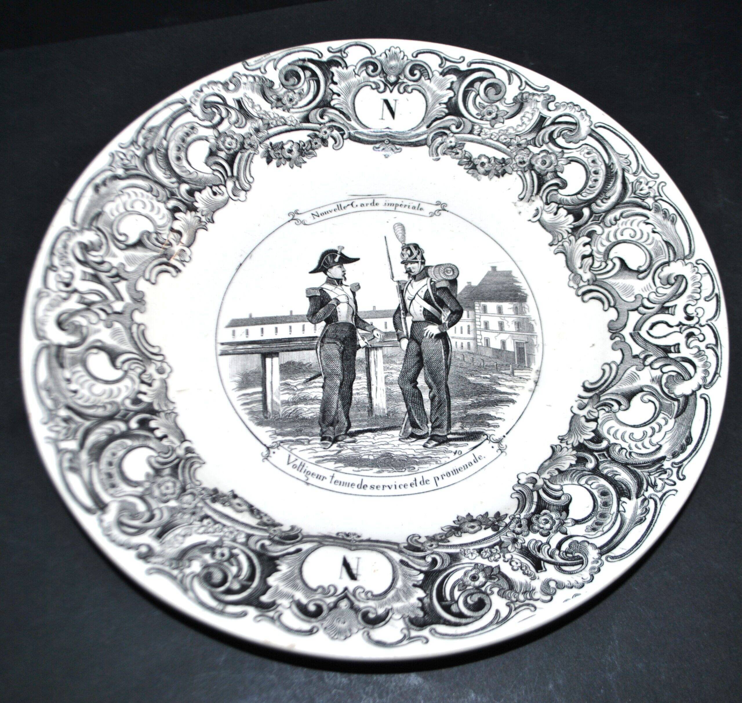 Sarreguemines U&C illustrated talking plate "Napoleon" 19th century.