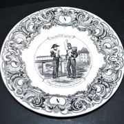 Sarreguemines U&C illustrated talking plate "Napoleon" 19th century.