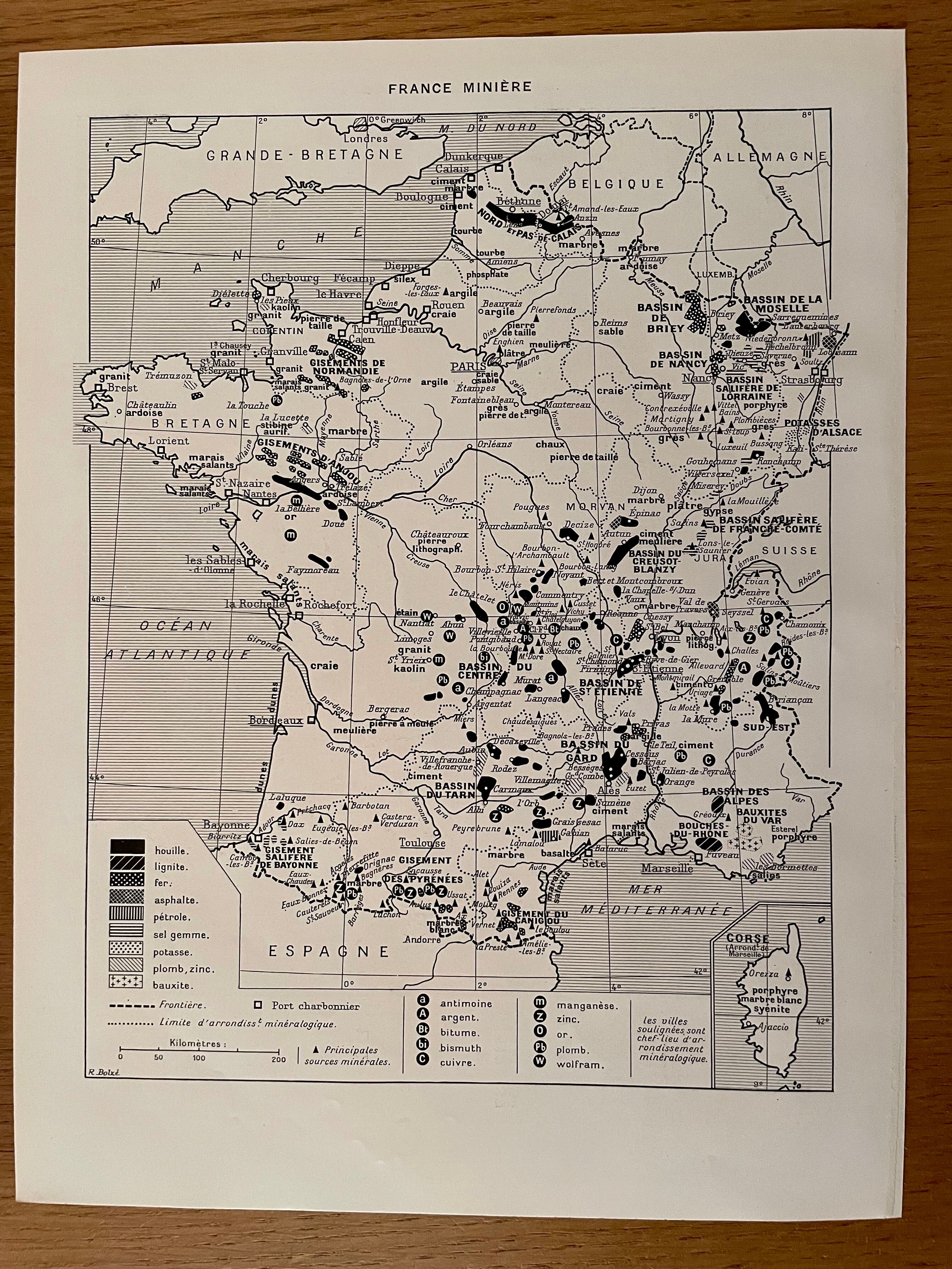 Old geological map of France - 1930