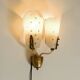 Beautiful large Mid Century Modern wall lamp made of brass and glass