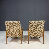 Pair of retro armchairs with floral upholstery, Czechoslovakia, 1960s