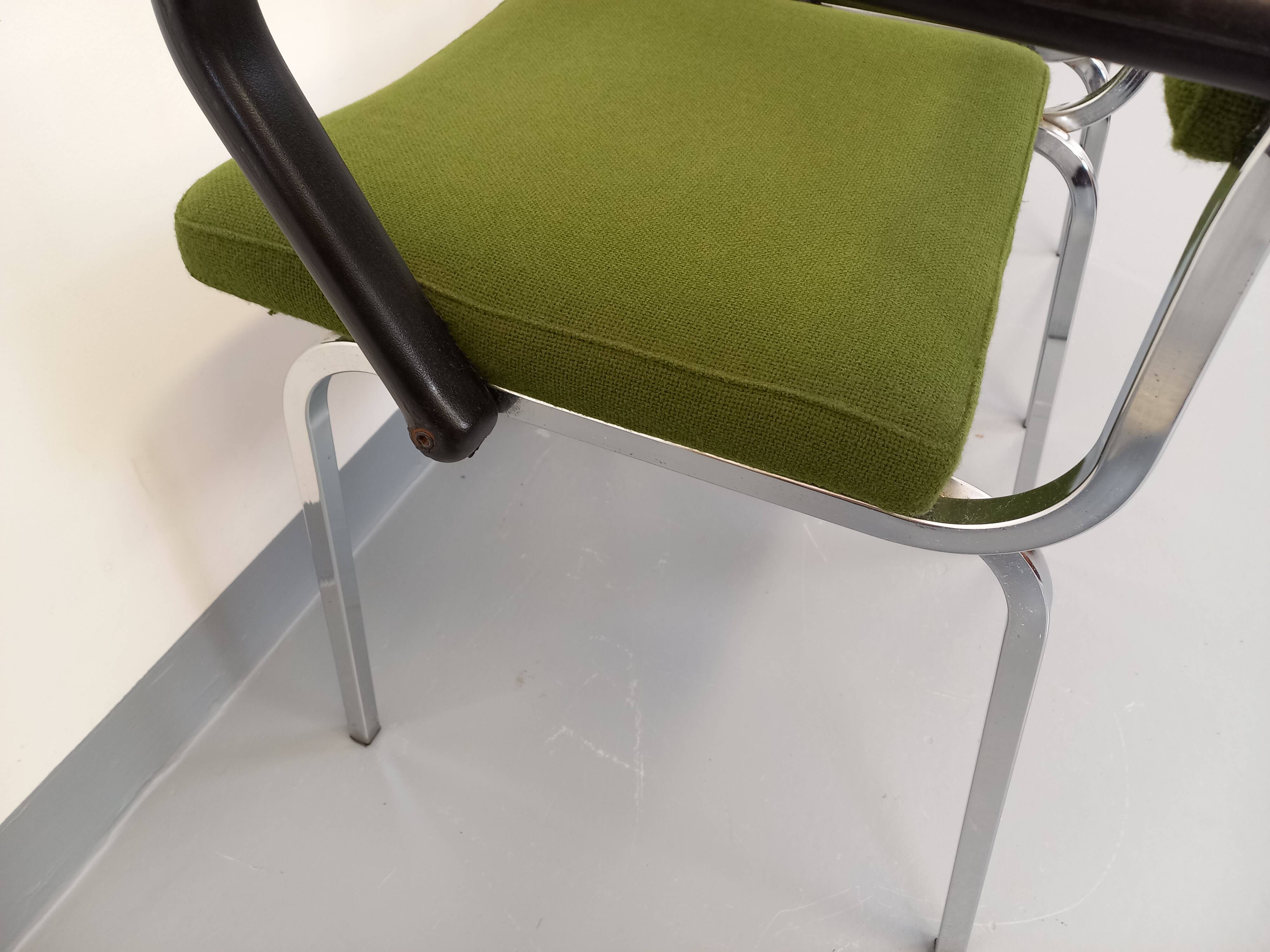 Pair of vintage fabric and chrome armchairs from the 70s