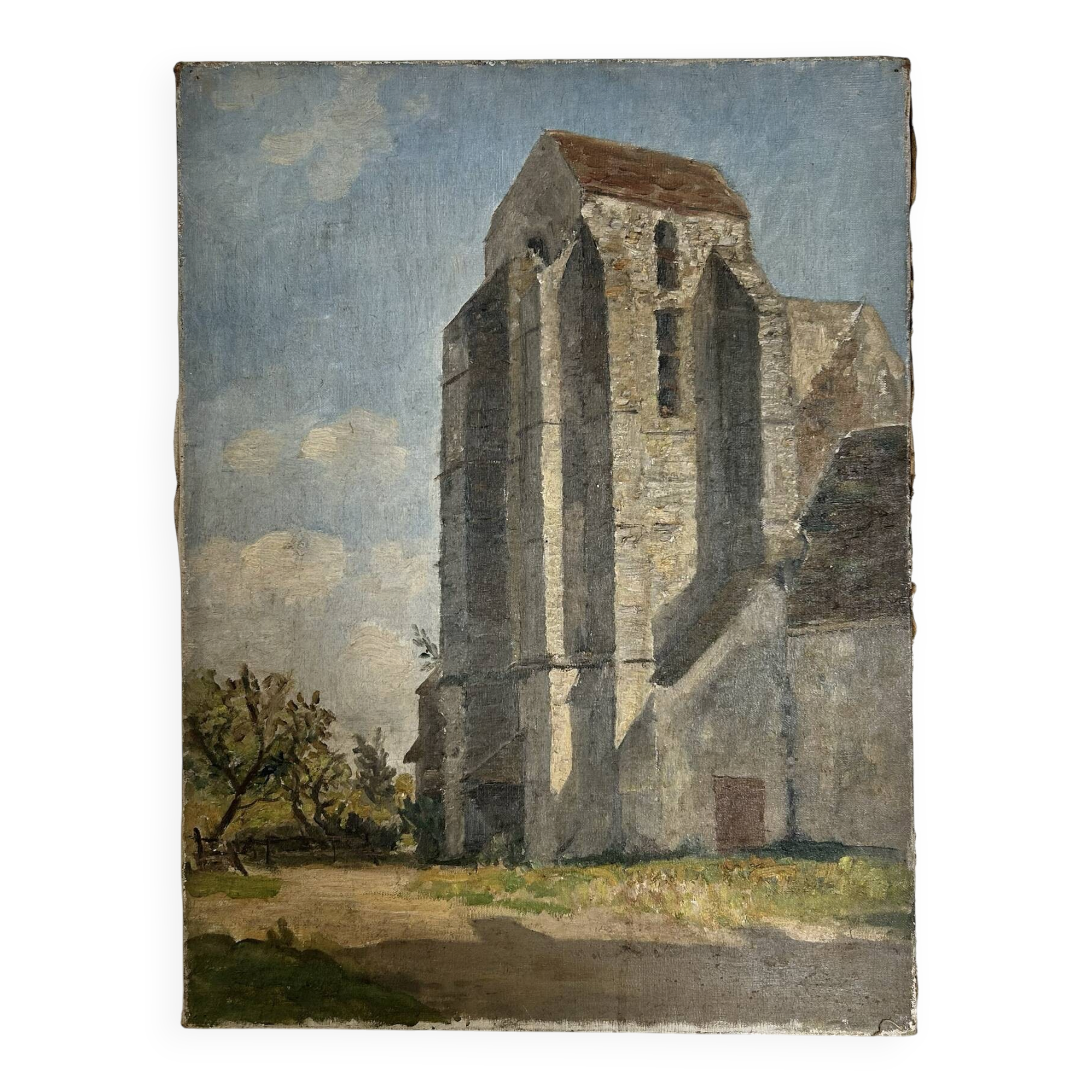 Old painting The country church