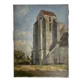 Old painting The country church