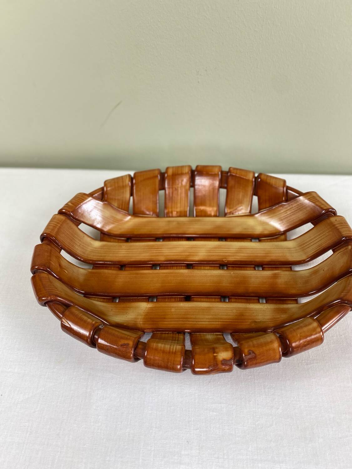 Woven ceramic basket