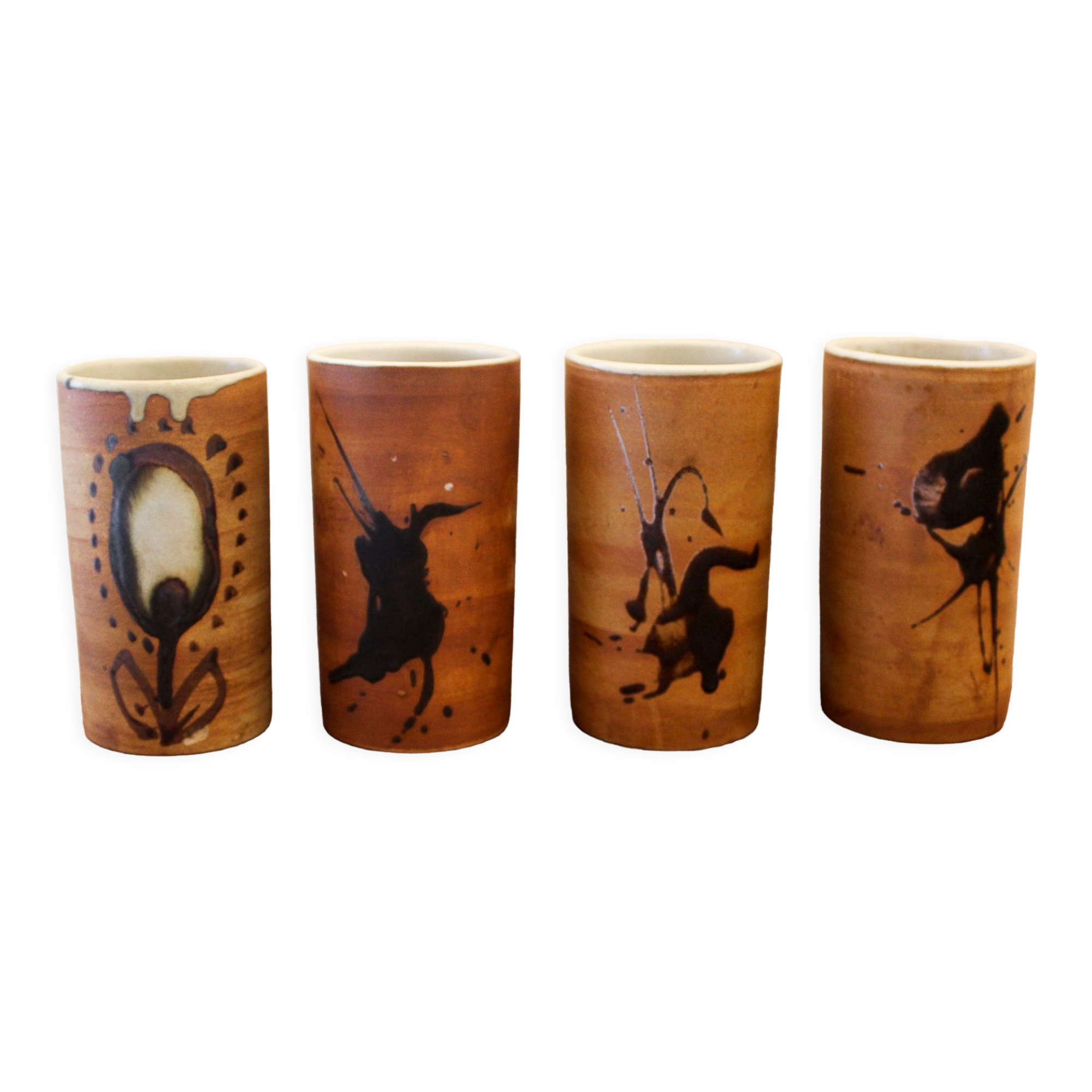 Set of 4 ceramic cups Poterie de la Colombe