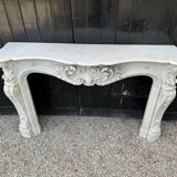 Remarkable Louis XV Style Fireplace, In Carrara Marble Circa 1880