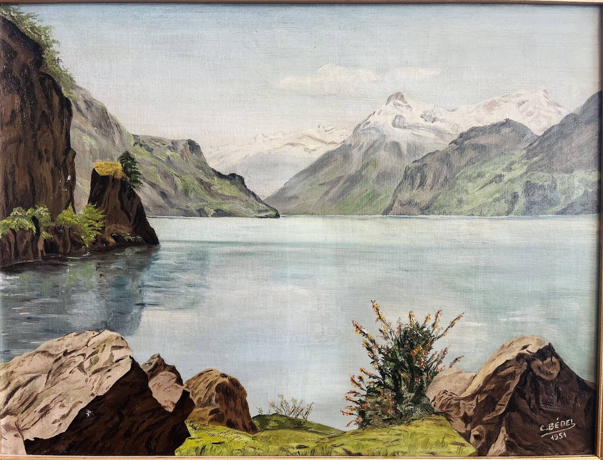 Oil painting on canvas by Christine Durif-Bédel (1876-1962)