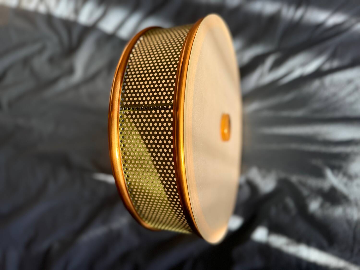 Lunel ceiling light / Porthole / Brass, perforated metal and glass