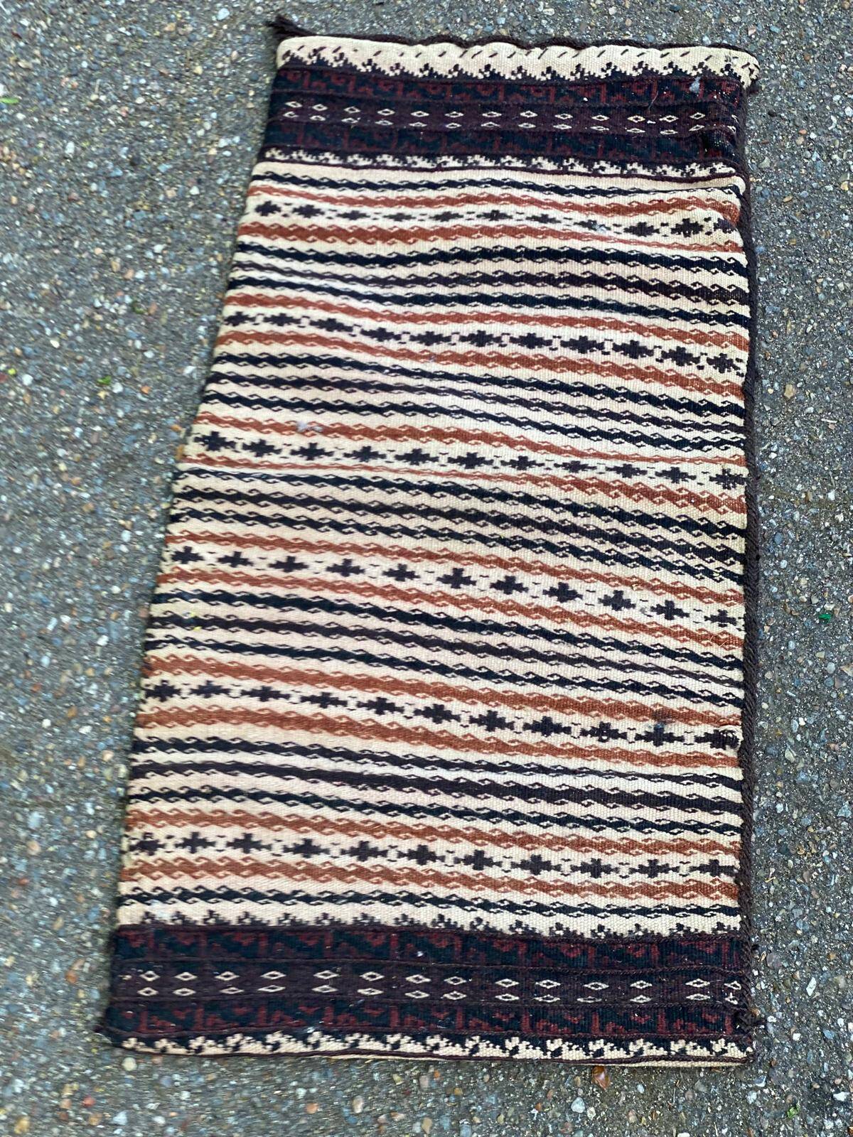 Persian Khorjin Kilim rug, hand-woven wool pouch, 40x80cm.