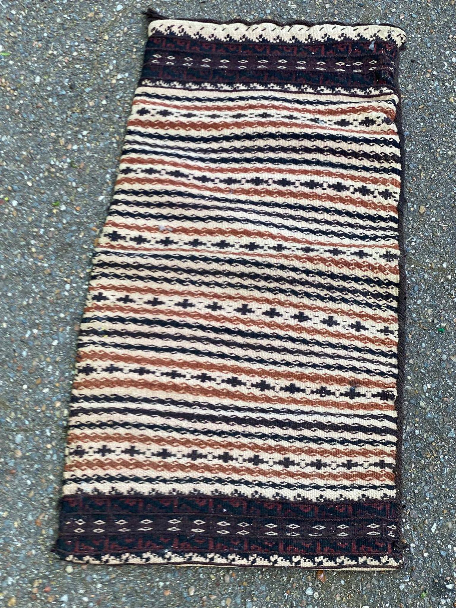 Persian Khorjin Kilim rug, hand-woven wool pouch, 40x80cm.