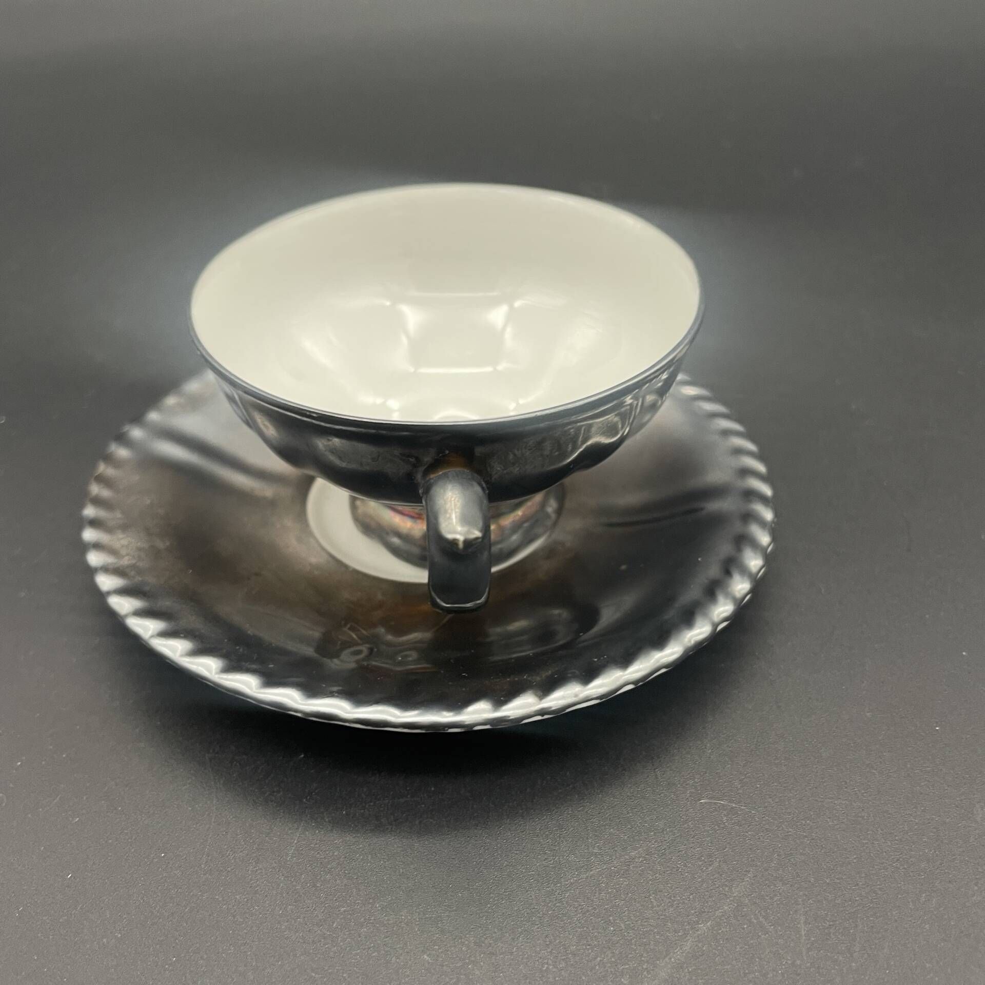 Vintage silver-plated porcelain moka cup RW Bavaria with saucer