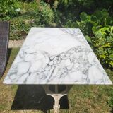 White Carrara marble bistro table circa 1900.