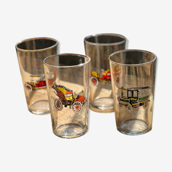 Printed water glasses of vintage cars