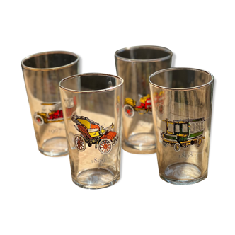 Printed water glasses of vintage cars