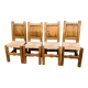 Set of 4 wooden and straw chairs