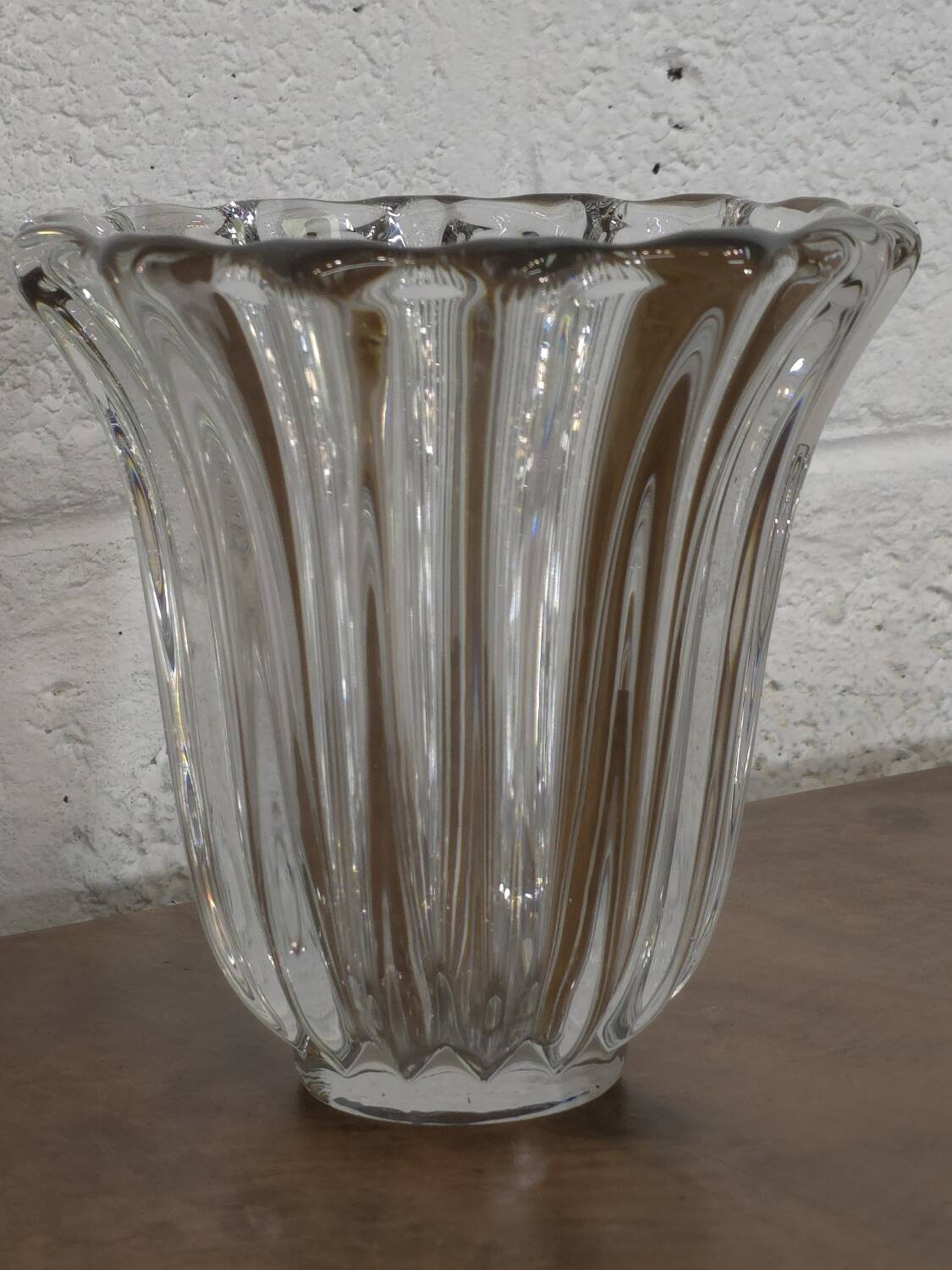 Molded crystal vase Pierre d'Avesn (Pierre Girre) 1940s
